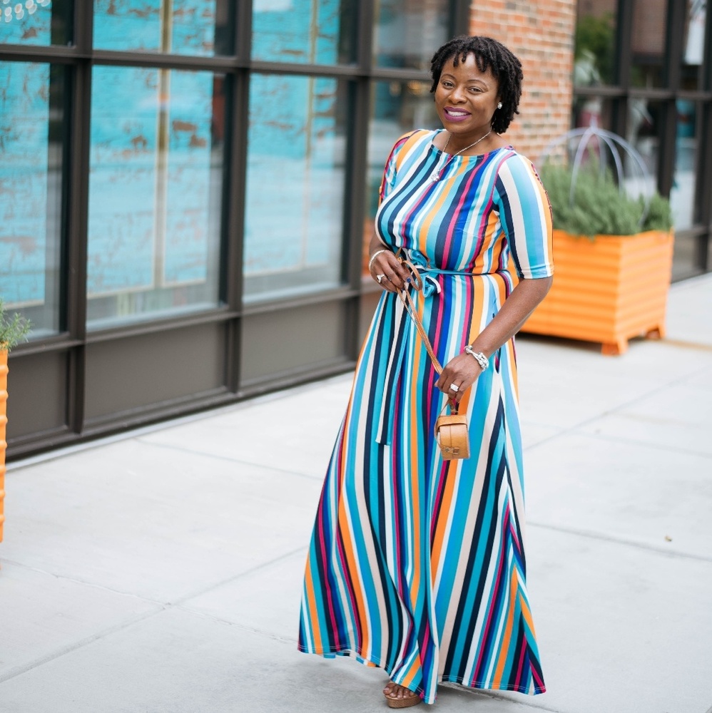 Colorful stripe maxi dress